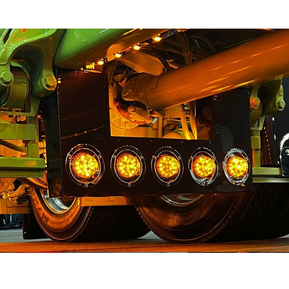 Front Drive Axle Filler SS Panel with Five 4" Light Holes on Front, Four 4" Light Holes on Rear