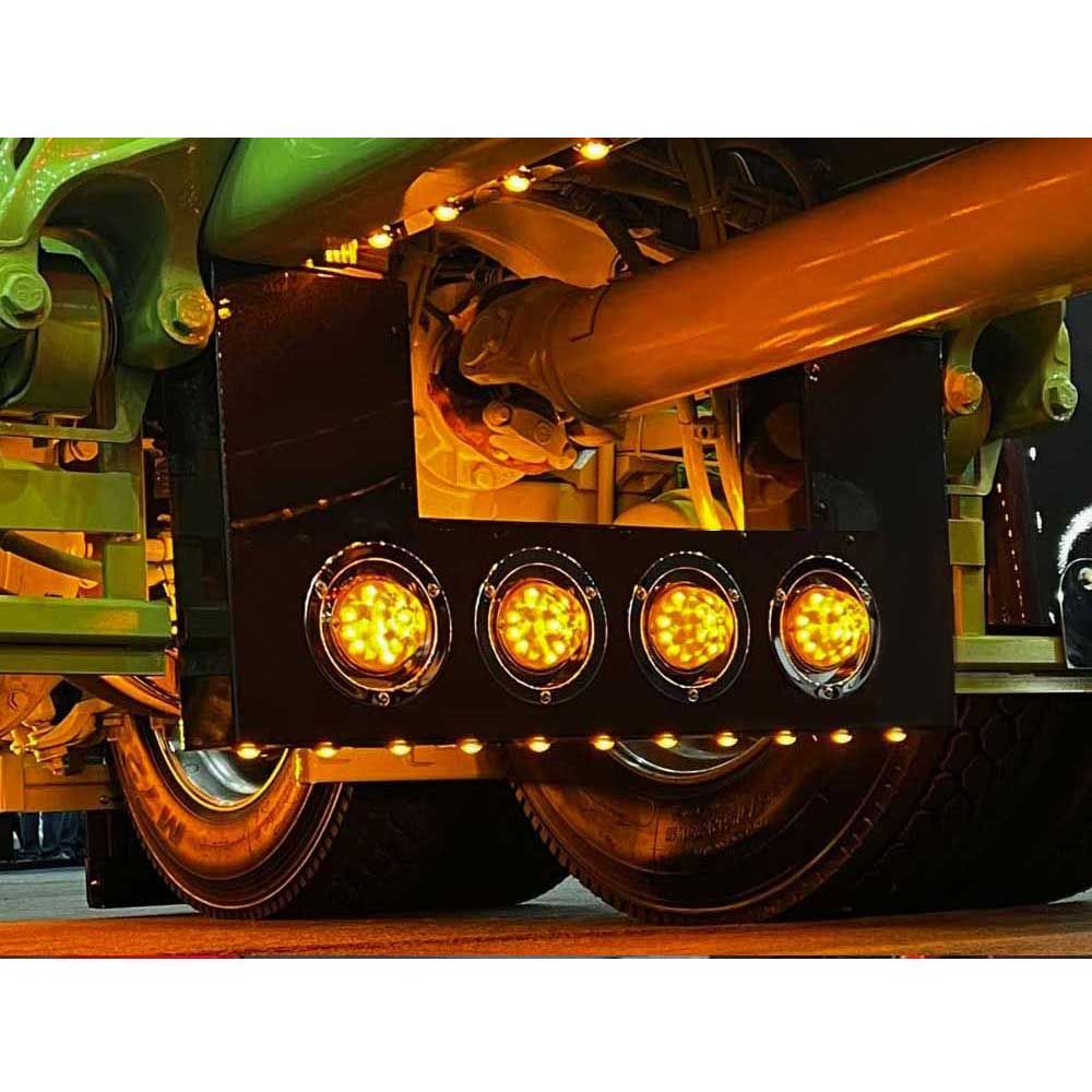 Front Drive Axle Filler Stainless Steel Panel with Four 4" Light Holes on Front, Five 4" Light Holes on Rear