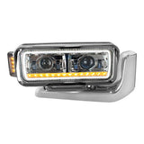Peterbilt Chrome LED Projection Headlight Assembly with Mounting Arm and Turn Signal