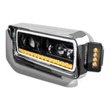 Peterbilt LED Projection Headlight Assembly with Mounting Arm, Turn Signal and Black Inner Housing