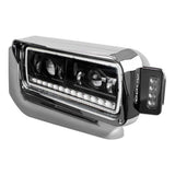 Peterbilt LED Projection Headlight Assembly with Mounting Arm, Turn Signal and Black Inner Housing