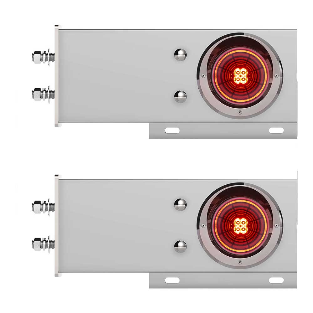 Chrome Spring Loaded Light Bars with Six 4" 13 LED Abyss Lights with Visor - 2-1/2" Bolt Pattern (PR)