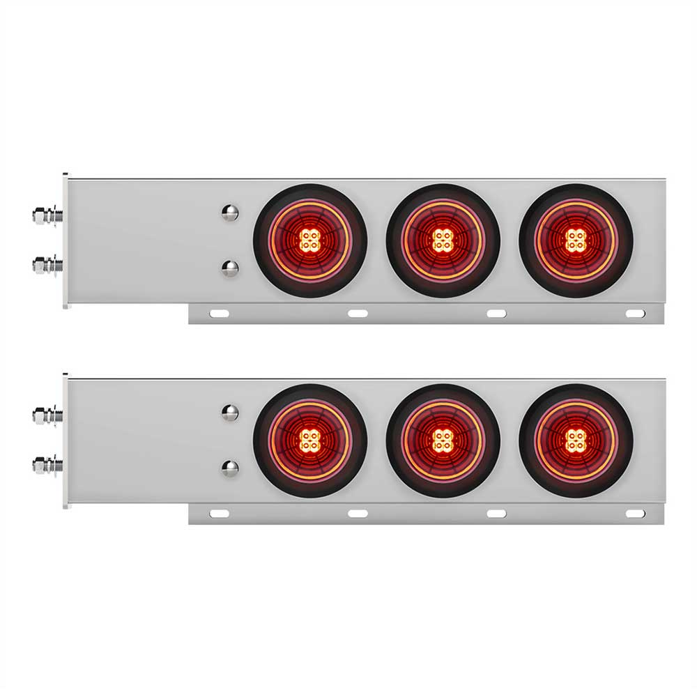 Chrome Spring Loaded Light Bars with Six 4" 13 LED Abyss Lights - 2-1/2" Bolt Pattern (PR)