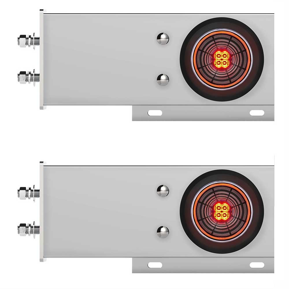 Chrome Spring Loaded Light Bars with Six 4" 13 LED Abyss Lights - 2-1/2" Bolt Pattern (PR)