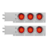 Chrome Spring Loaded Rear Light Bar with Red Turbine Lights with Visor and 2-1/2" Bolt Spacing