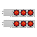 Chrome Rear Light Bar with Red Turbine Lights with Grommet and 2-1/2" Bolt Spacing
