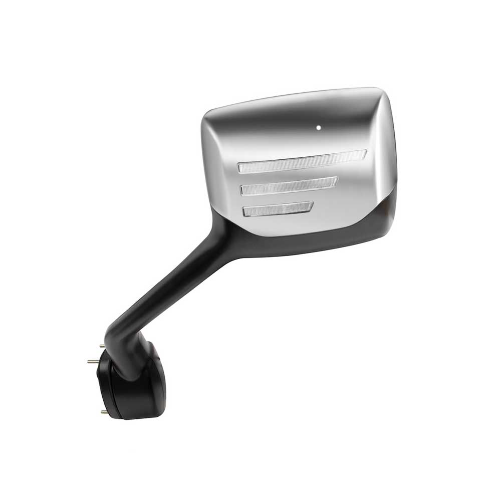 Chrome Hood Mirror Assembly with Sequential LED Turn Signal for Kenworth T680, T880, Peterbilt 579
