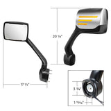 Chrome Hood Mirror Assembly with Sequential LED Turn Signal for Kenworth T680, T880, Peterbilt 579