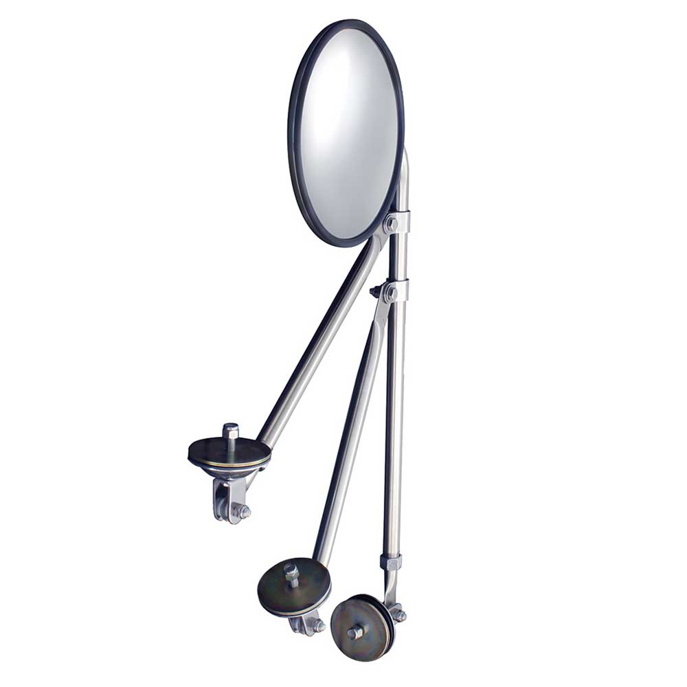 8-1/2" Convex Mirror with Stainless Steel Tripod Fender or Hood Mirror Bracket
