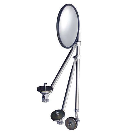 Another angle of 8-1/2" Convex mirror with stainless steel tripod fender or hood mirror bracket