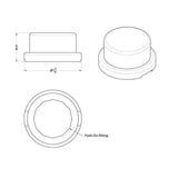 3/4" x 5/8" Chrome Plastic Flat Top 10 Pack of Nut Covers - Push On
