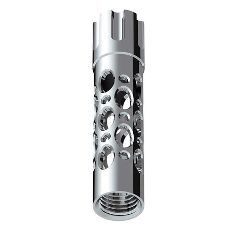 Close-up of chrome Austin style gun cylinder gearshift knob - M30x3.5 thread-on