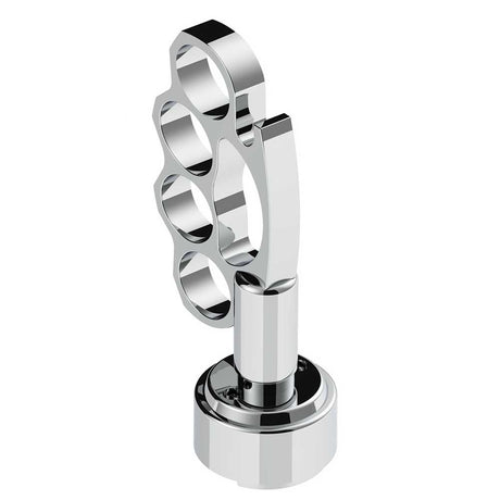 Another angle of 1/2-13 Thread on chrome knuckle 9,10 speed shift knob with adapter
