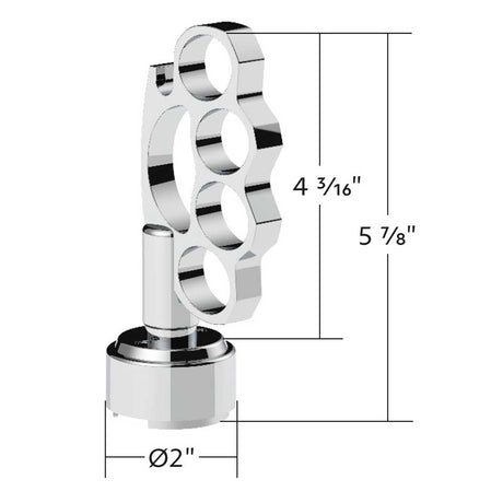 1/2-13 Thread on chrome knuckle 9,10 speed shift knob with adapter, close-up
