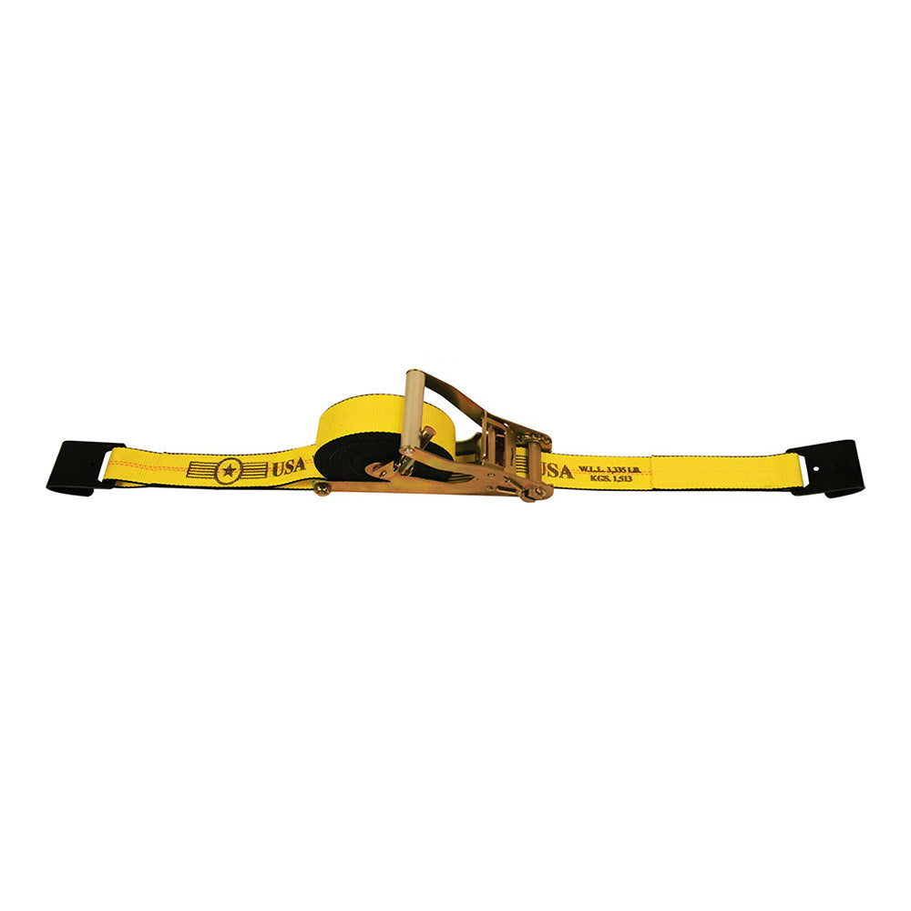 2" x 27" Self Contained Ratchet Strap with Flat Hooks