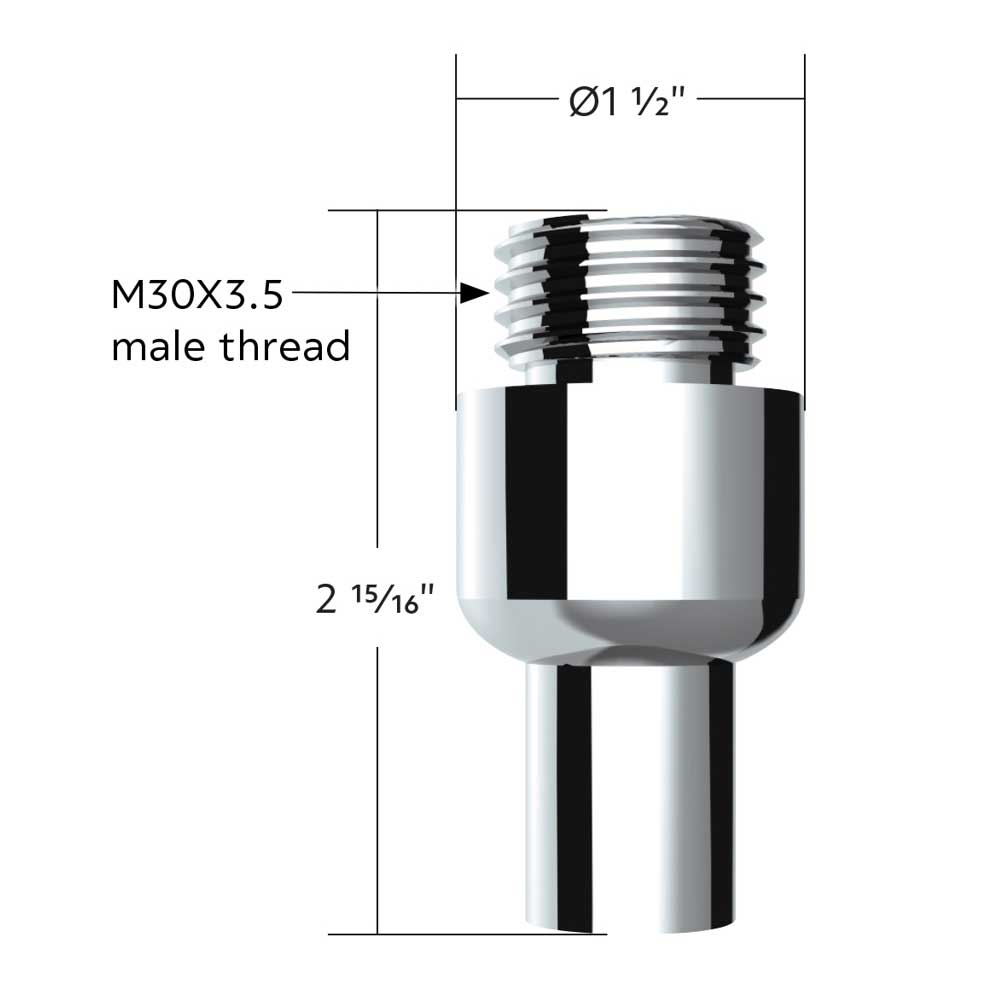 Chrome Aluminum Air Valve Adapter with M30x3.5 Threads