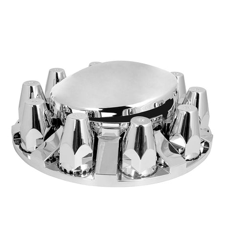 Dome top deluxe chrome ABS front axle and screw-on Classic nut cover kit
