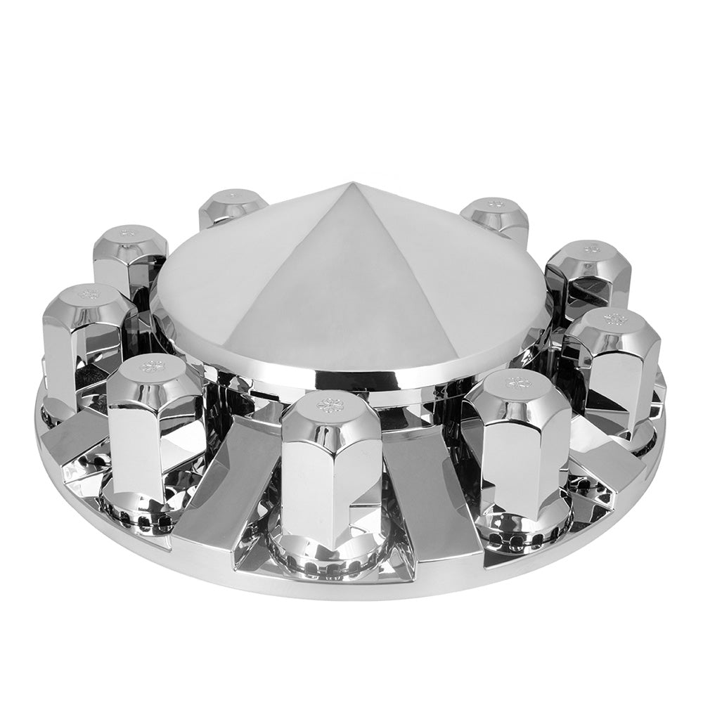 Cone Top Deluxe Chrome ABS Front Axle and Screw-On Hex Nut Cover Kit