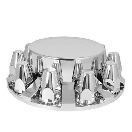 Flat top deluxe chrome ABS front axle and screw-on Classic nut cover kit