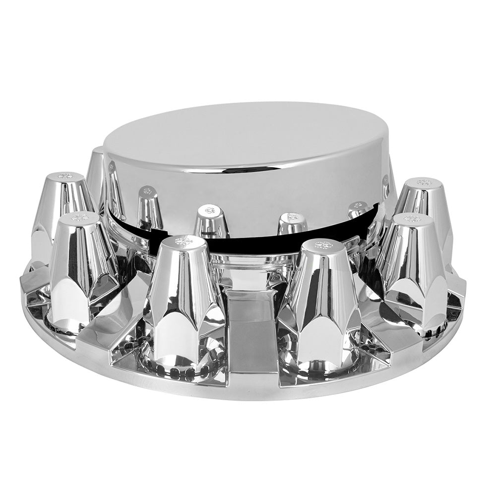 Flat Top Deluxe Chrome ABS Front Axle and Screw-On Classic Nut Cover Kit