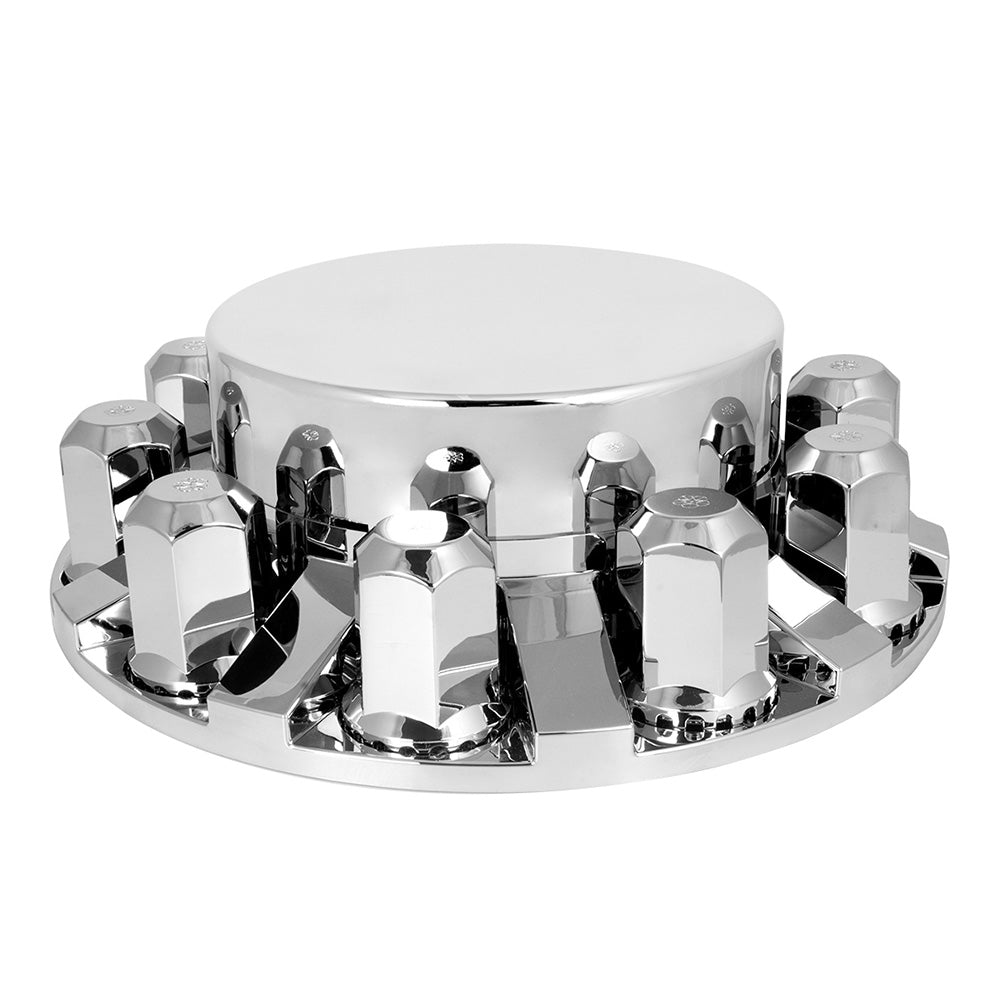 Flat Top Deluxe Chrome ABS Front Axle and Screw-On Hex Nut Cover Kit
