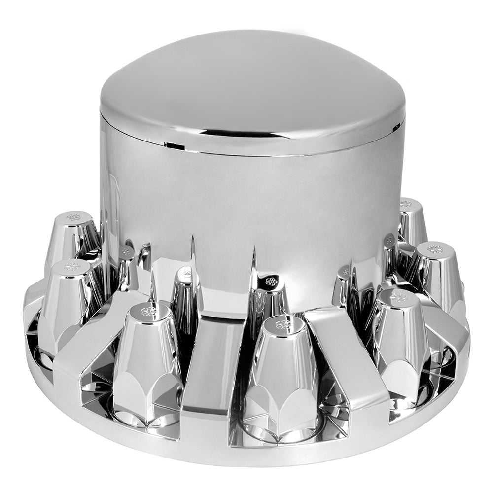 Round Top Deluxe Chrome ABS Rear Axle and Screw-On Classic Nut Cover Kit