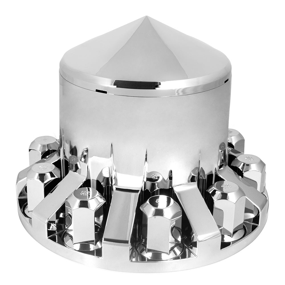 Cone Top Deluxe Chrome ABS Rear Axle and Screw-On Hex Nut Cover Kit