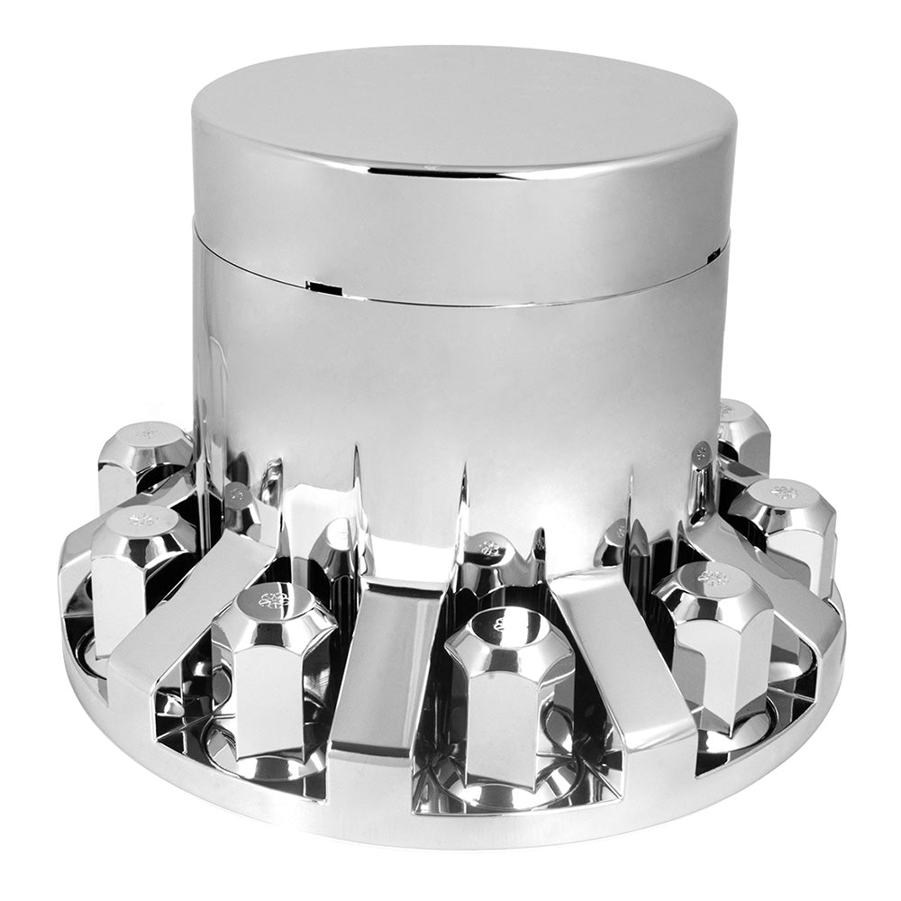 Flat Top Deluxe Chrome ABS Rear Axle and Screw-On Hex Nut Cover Kit