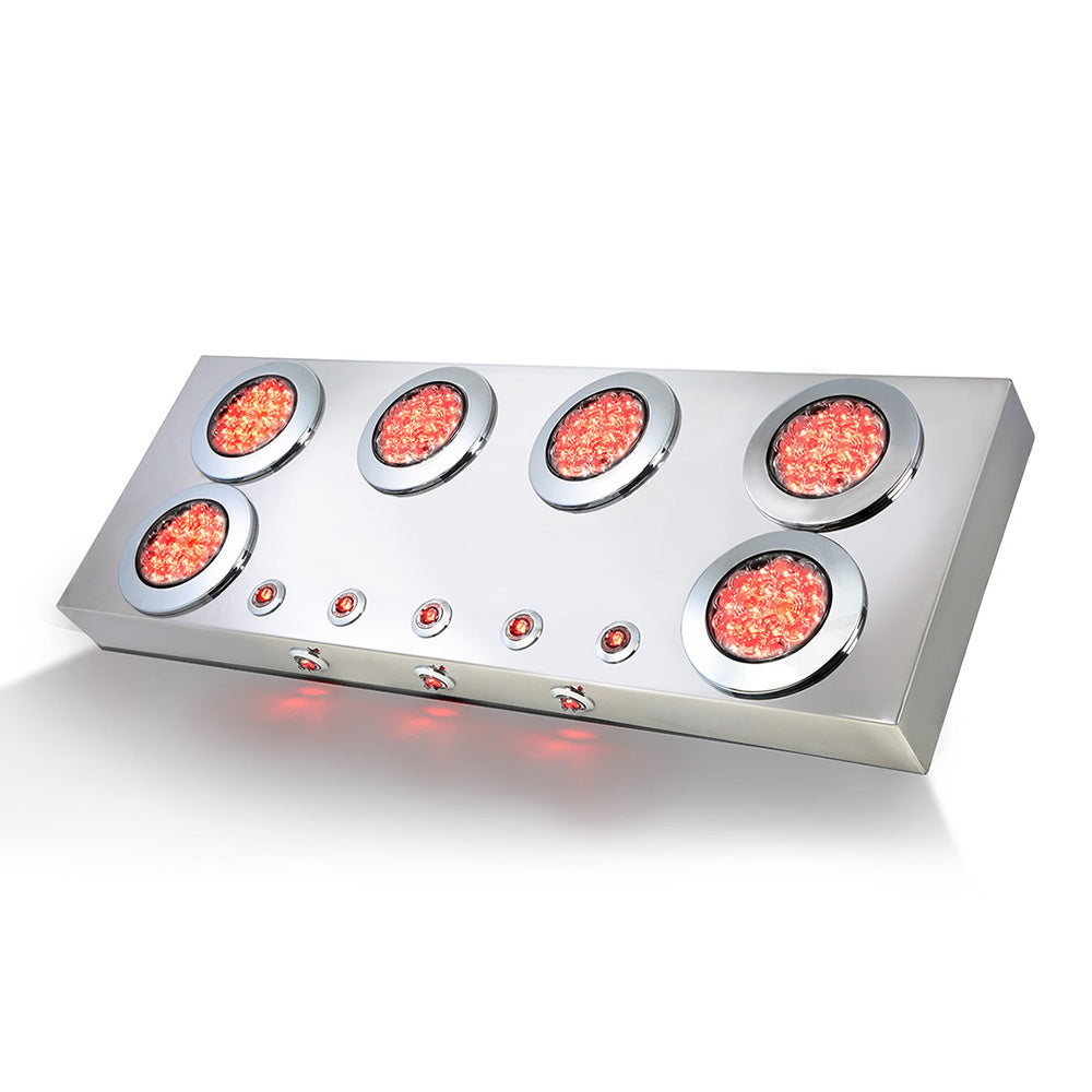Stainless Steel Center Panel with 4" Red LEDs and Under Glow Lights