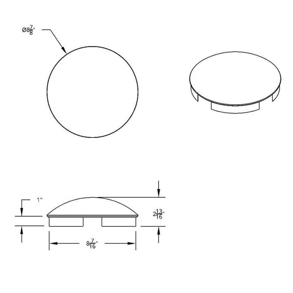 SS Dome, Front Hubcap, 4 Even Notch, 1" Lip