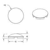 SS Dome, Front Hubcap, 4 Even Notch, 1" Lip