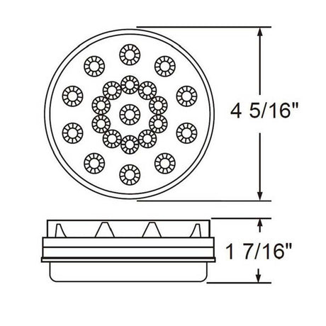 Close-up of 4" Round 21 red LED reflector light with clear lens