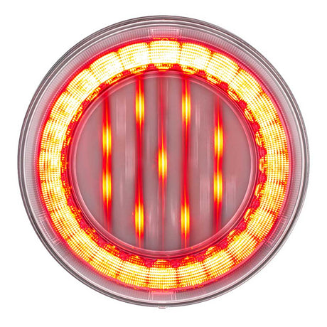 4" Round 33 red LED lumos x-series stop, turn and tail light with clear lens