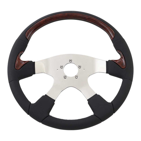18" Traveler burl and leather 4-Spoke steering wheel