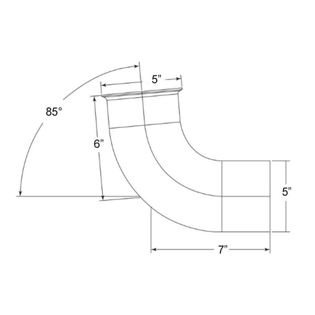 Close-up of 5"OD 85 Degree aluminized elbow