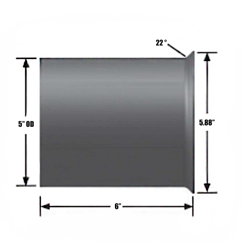 5"D x 6"L Aluminized Turbo Flare Adapter