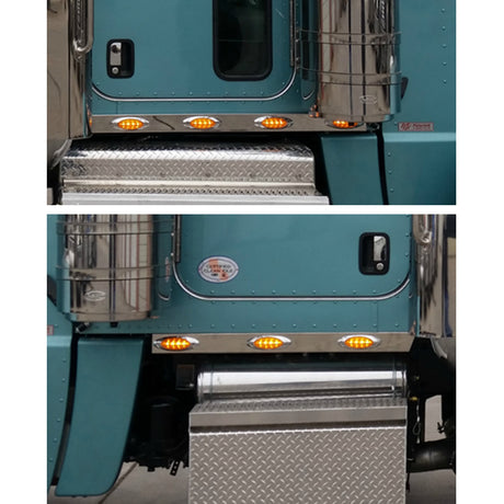 Peterbilt 389 standard hood 3" cab panels with P1 LED lights 2012+, close-up