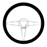 18" Chrome Aluminum 3 Spoke with Black Leather Rim Steering Wheel