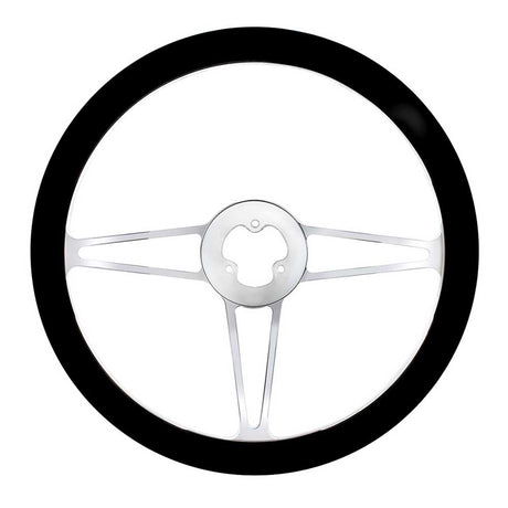 18" Chrome aluminum 3 spoke with black leather rim steering wheel