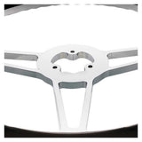 18" Chrome Aluminum 3 Spoke with Black Leather Rim Steering Wheel