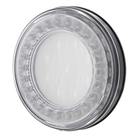 Another angle of 4" Round 33 white LED lumos x-series back up light with clear lens
