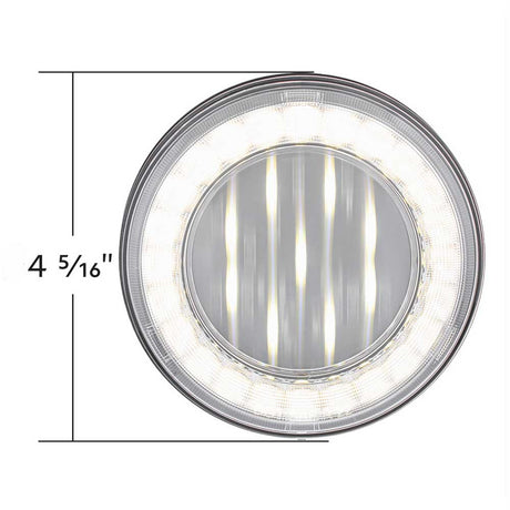 4" Round 33 white LED lumos x-series back up light with clear lens, close-up