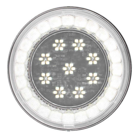 Another angle of 4" Round 33 amber LED lumos s-series light, closer detail