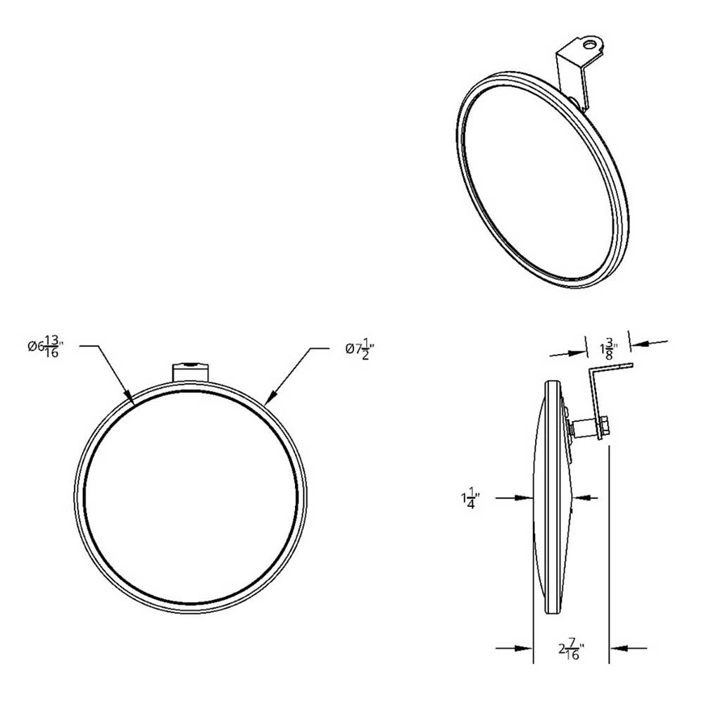 7-1/2" Stainless Steel 320R Contour Radius Convex Mirror