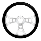18" Chrome Aluminum 3 Spoke Black Leather Chopper Steering Wheel