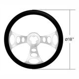 18" Chrome Aluminum 3 Spoke Black Leather Chopper Steering Wheel