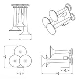 Black 3 Trumpet Train Horn with Electric Solenoid