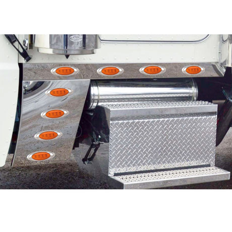 Peterbilt 389 extended hood 4" cab and cowl panel LED lights 2018+, closer view