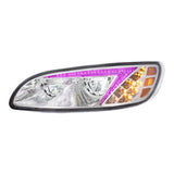 Peterbilt 382, 384, 386, 387 Chrome LED Headlight with RGB Position Light Bar