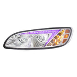 Peterbilt 382, 384, 386, 387 Chrome LED Headlight with RGB Position Light Bar